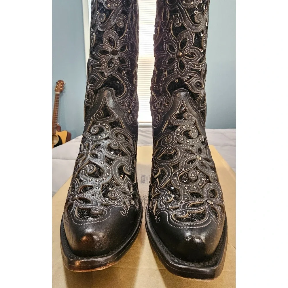 Corral® (Women's 9.5 M) Floral Overlay Diamonds & Crystals Western Boot - $300